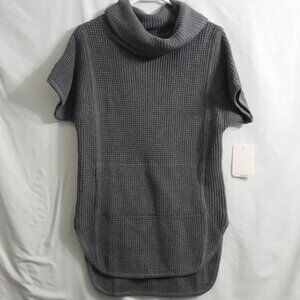 Ugg Shelby Selby Short Sleeve Cowl Neck Sweater Tunic Charcoal Gray M